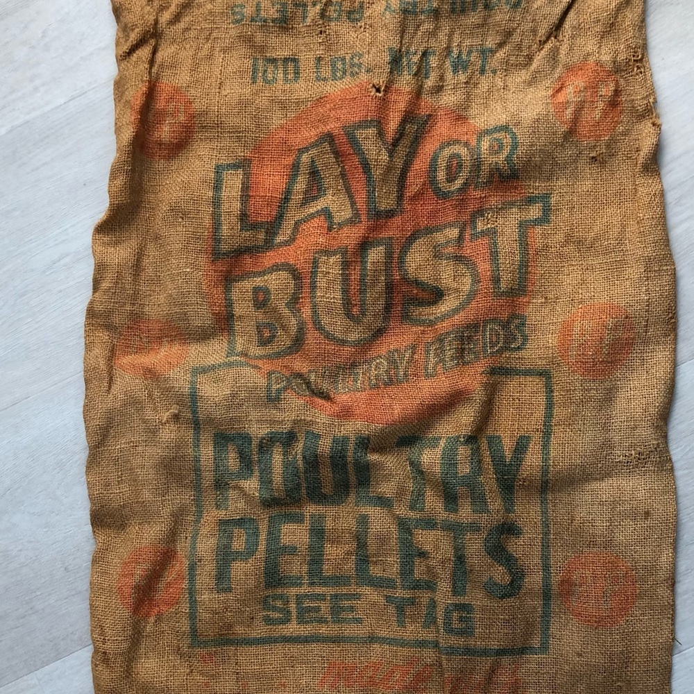 Vintage 1940’s Poultry Feed Burlap Sack - Picture 3 of 14